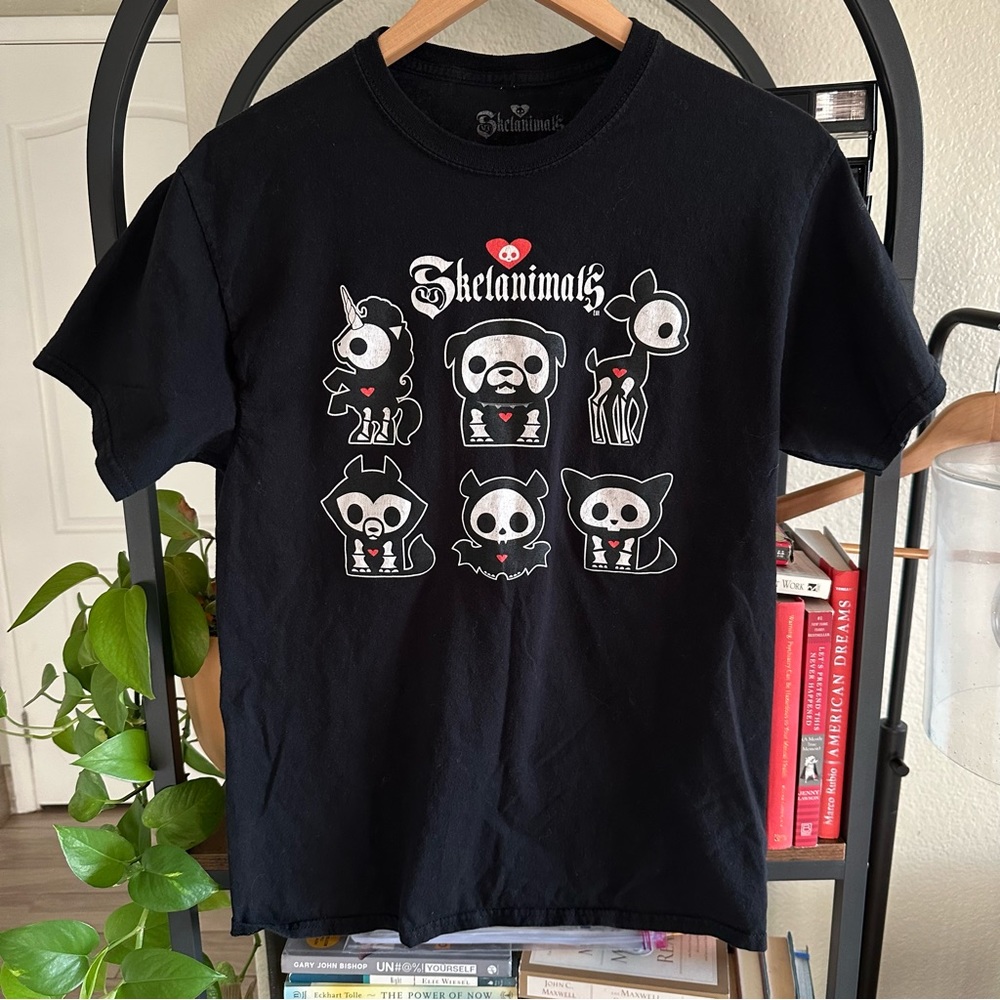 Skelanimals Black Red Women’s T-shirt y2k Mall Goth Emo Grunge Size Medium